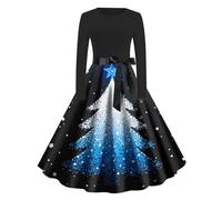 Sweater Dresses for Christmas Square Neck Long Sleeve Button Dress Flowing A Line Dress Slim Wedding Guest Dresses