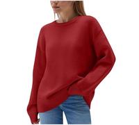 Sweater for Women Long Sleeve Crew Neck Solid Color Casual Knitted Fashion Tops Soft Comfy Warm Fall Fashion Pullover