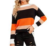 Sweater for Women Long Sleeve Crew Neck Splicing Fashion Pullover Fall and Winter Outdoor Casual Soft Outfits