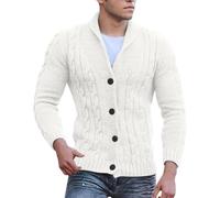 Sweater Hombre Invierno - Suéter Tipo Cárdigan De Punto para Estilo Chal Holgado De Manga Larga Informal (White XXXL)