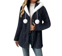 Sweaters Cardigans for Women Hooded Knit Long Sleeve Coats Fashion Button Down Jackets Warm Outerwear with Fuzzy Ball