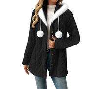 Sweaters Cardigans for Women Hooded Knit Long Sleeve Coats Fashion Button Down Jackets Warm Outerwear with Fuzzy Ball
