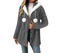 Sweaters Cardigans for Women Hooded Knit Long Sleeve Coats Fashion Button Down Jackets Warm Outerwear with Fuzzy Ball