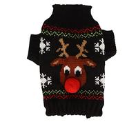 Sweaters de Nieve para Perros Engrosamiento de Ropa de Mascotas de Vacaciones de Navidad cálidas, pequeños Perros Medios pequeños Tela de Fibra acrílica Suave patrón de Alce Ropa (XXL)