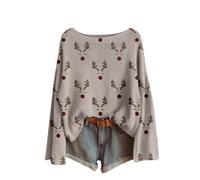 Sweaters for Women 2025 Trendy Christmas Print Long Sleeve Fall Crew Neck Knitted Pullover Loose Fit Tunic Tops