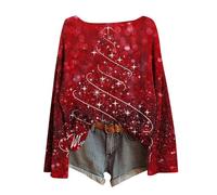 Sweaters for Women 2025 Trendy Christmas Print Long Sleeve Fall Crew Neck Knitted Pullover Loose Fit Tunic Tops
