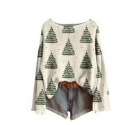 Sweaters for Women 2025 Trendy Christmas Print Long Sleeve Fall Crew Neck Knitted Pullover Loose Fit Tunic Tops