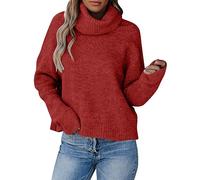 Sweaters for Women Fall and Winter Bowl Neck Long Sleeve Solid Color Fashion Casual Lightweight Ladies Knitted Pullover
