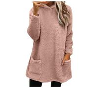 Sweaters for Women Fuzzy Long Style Chunky Long Sleeve Solid Color Crew Neck with Double Pockets Fall Casual Outfits