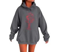 Sweatshirt Mujer Con Capucha Cordón Suéter De Manga Larga Vestido, gris, XXL