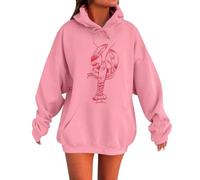 Sweatshirt Mujer Con Capucha Cordón Suéter De Manga Larga Vestido, Rosa, S