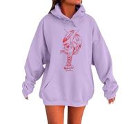 Sweatshirt Mujer Con Capucha Cordón Suéter De Manga Larga Vestido, violeta, XL