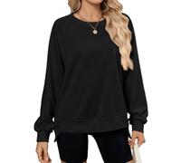 Sweatshirts for Women Long Sleeve Crew Neck Loose Fit Pullover Top (Black,M)