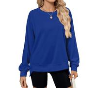 Sweatshirts for Women Long Sleeve Crew Neck Loose Fit Pullover Top (Blue,L)