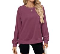Sweatshirts for Women Long Sleeve Crew Neck Loose Fit Pullover Top (Burgundy,M)