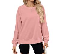 Sweatshirts for Women Long Sleeve Crew Neck Loose Fit Pullover Top (Pink,L)
