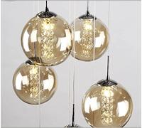 SweAtz Lámpara de araña colgante individual, lámpara colgante con decoración de bola de cristal de color champán