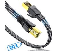 SWECENT Cable Ethernet Cat 8 10Metros, Cable Trenzado-hilo plano Cable LAN 40Gbps 2000MHz con Conector RJ45, Compatible con Steam Deck PS5 PS4 Xbox X/S PC TV Box Router Servidor NAS Cat 7 Cat 6a