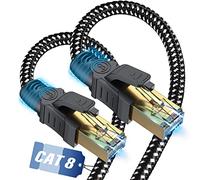 SWECENT Cable Ethernet Cat 8 25Metros, Cable tejido-Círculo Cable LAN 40Gbps 2000MHz con Conector RJ45, Compatible con Steam Deck PS5 PS4 Xbox X/S PC TV Box Router Servidor NAS Cat 7 Cat 6a