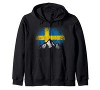 Sweden Swedish Flag Mountain Ski Winter Gift Country Pride Sudadera con Capucha