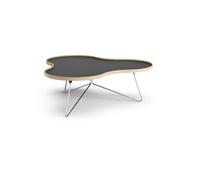 Swedese Mesa Flower 107x114 cm Negro. 39cm. canto de roble. base de cromo