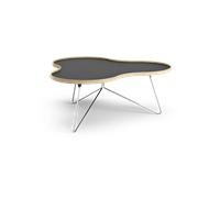 Swedese Mesa Flower 107x114 cm Negro. 45cm. canto de roble. base de cromo