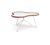 Swedese Mesa Flower 84x90 cm Blanco. 45cm. canto de nogal. base de cromo