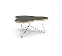 Swedese Mesa Flower 84x90 cm Negro. 39cm. canto de roble. base de cromo