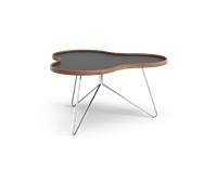 Swedese Mesa Flower 84x90 cm Negro. 45cm. canto de nogal. base de cromo