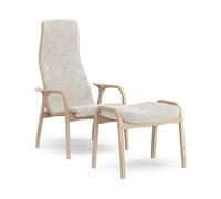 Swedese Sillón y reposapiés Lamino haya lacada/piel de oveja Offwhite (blanco)