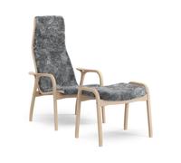 Swedese Sillón y reposapiés Lamino haya lacada/piel de oveja Scandinavian Grey (gris)