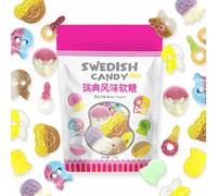 Swedish Candy Mix, Big Ovals and Skulls Gummies, Sweet and Sour Fruit Flavored Chewy Candy, 120g (0.26 lb)(1pack)