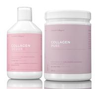 Swedish Collagen- 12500 mg Colágeno Marino Hidrolizado Deluxe Líquido (500 ml) Polvo Puro (300 g) Suplementos Suministro 50 días PéptiPuros Ácido Hialurónico Vitamina C Cabello PiUñas Saludables