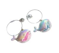 Sweeaau 1 par de llaveros acrílicos con forma de ballena para bolsa, elegante, colgante de textura acrílica para uso diario o regalo, soporte colorido