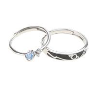 Sweeaau 2 anillos de plata 925 para los amantes de los planetas y las estrellas, anillo de plata 925 para nudillos, promesa M Herr Der Ringe Buch Kinder