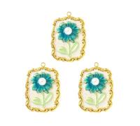 Sweeaau 3 colgantes de flores degradadas de goteo de aceite inspirados en el jardín, hechos a mano, componentes de manualidades para diseño artístico de joyería, talla única, como se describe, como se