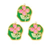 Sweeaau 3 colgantes de flores degradadas de goteo de aceite inspirados en el jardín, hechos a mano, componentes de manualidades para diseño artístico de joyería, talla única, como se describe, como se