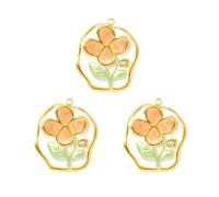 Sweeaau 3 colgantes de flores degradadas de goteo de aceite inspirados en el jardín, hechos a mano, componentes de manualidades para diseño artístico de joyería, talla única, como se describe, como se