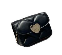 Sweeaau Bolso cruzado pequeño de piel sintética acolchado con correa de cadena para mujeres y niñas, bolso de fiesta para citas, Black, One Size