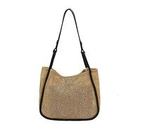 Sweeaau Bolso de hombro de moda para mujeres y niñas, bolso de mano hueco de paja, organizador de bolsas de compras, Black, One Size