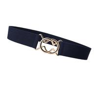 Sweeaau Cintura elástica simple y ancha, hebilla de gancho de metal, cincha de cintura para mujer, vestido de uso diario, cinturón con hebillas de metal, azul marino, Talla única
