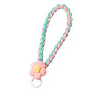 Sweeaau Llavero con correa de cuerda antinudo perdido con flores coloridas tejidas a mano, elegante accesorio de soporte de moda