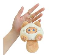 Sweeaau Llavero de peluche para hombre, mujer, niño, niña, gatos, muñecos de peluche, llavero con colgante de gatos, llavero de felpa, Hebilla dorada marrón, Talla única