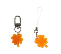 Sweeaau Paquete de 2 llaveros únicos de cuatro hojas para teléfono, colgante de bolsa de abalorios, regalo para personas de moda, divertido accesorio escolar