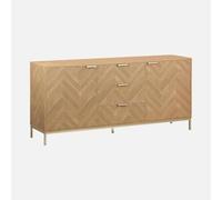 Sweeek Aparador con efecto espiga de 2 puertas, 160cm natural