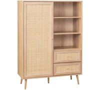sweeek Aparador con effecto de caña y madera de 2 cajones, 101cm, natural