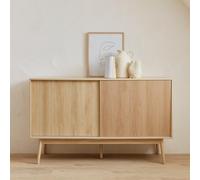 sweeek - Aparador de almacenaje, decoración de Madera Natural, Linear, Dos Puertas, Dos estantes, A150xP39,5xAlt