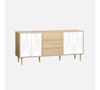 swe parador de efecto madera con 2 puertas, 160cm Blanco - 160x40x74 cm