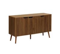 sweeek - Aparador Efecto Nogal con 3 Puertas y 3 estantes, 120cm, Nepal, Madera de Nogal, 120x39x73.5 cm