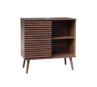 sweeek - Aparador escandinavo con decoración de Madera, 80cm, Madere, Madera de Nogal, 80x39x80 cm